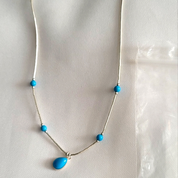 Southwest Style Jewelry New Sterling Silver Blue Drop Necklace